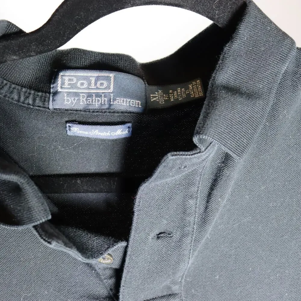 Polo Ralph Lauren Black Polo Shirt XL Classic‎ Preppy Minimalist